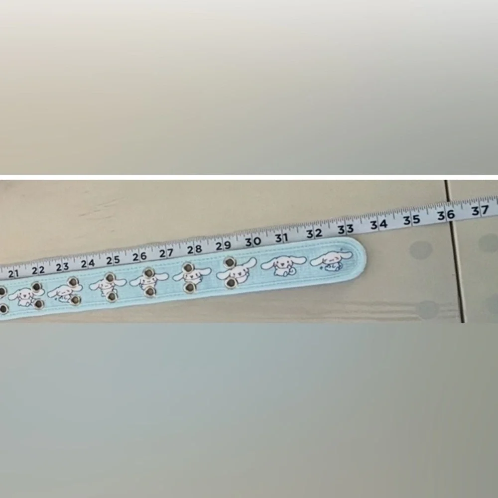 CINNAMOROLL Light Blue and White Canvas Belt with Silver Holes Size Small